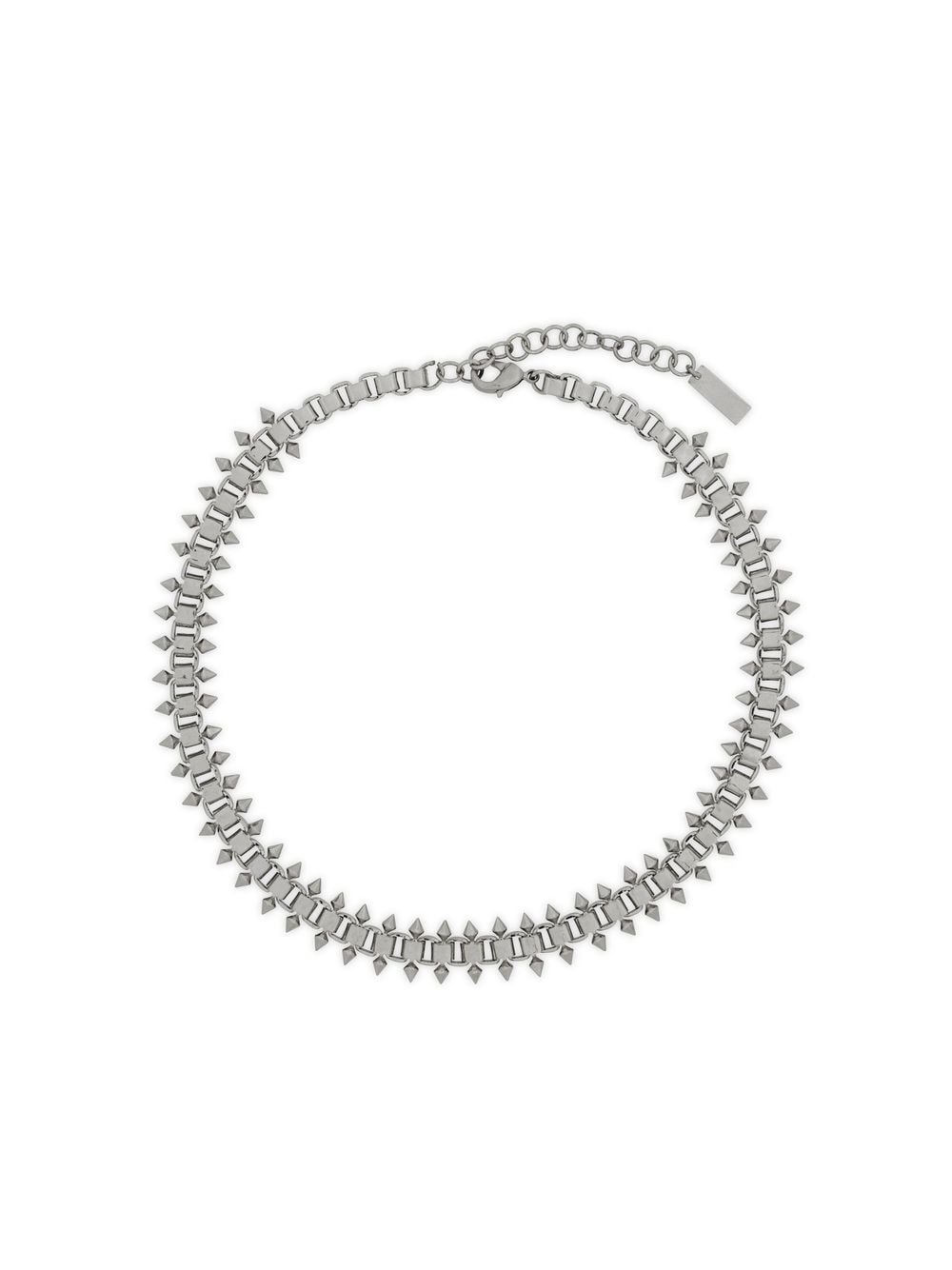 Shop Saint Laurent Studded Chain Choker Necklace In Silver