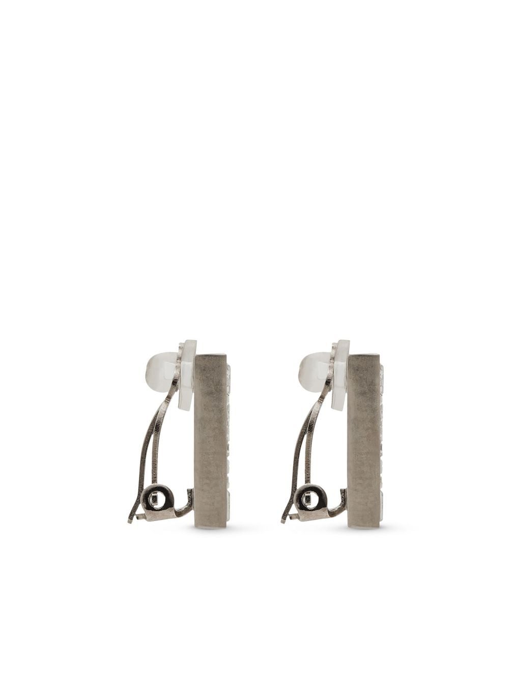 Image 2 of Saint Laurent square crystal-embellished clip-on earrings