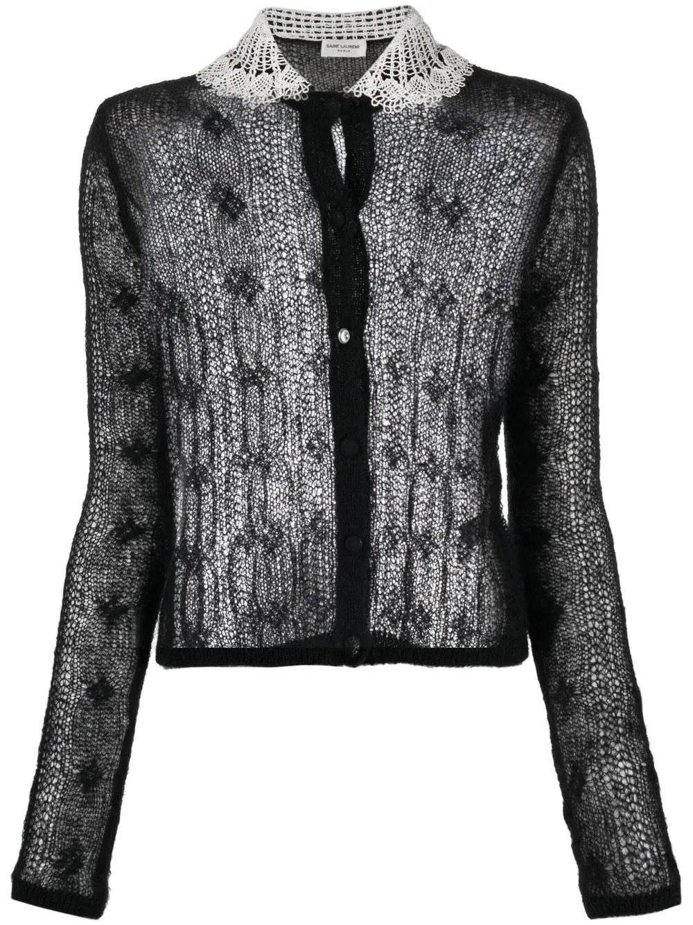 saint laurent cardigan en maille à col rond - noir