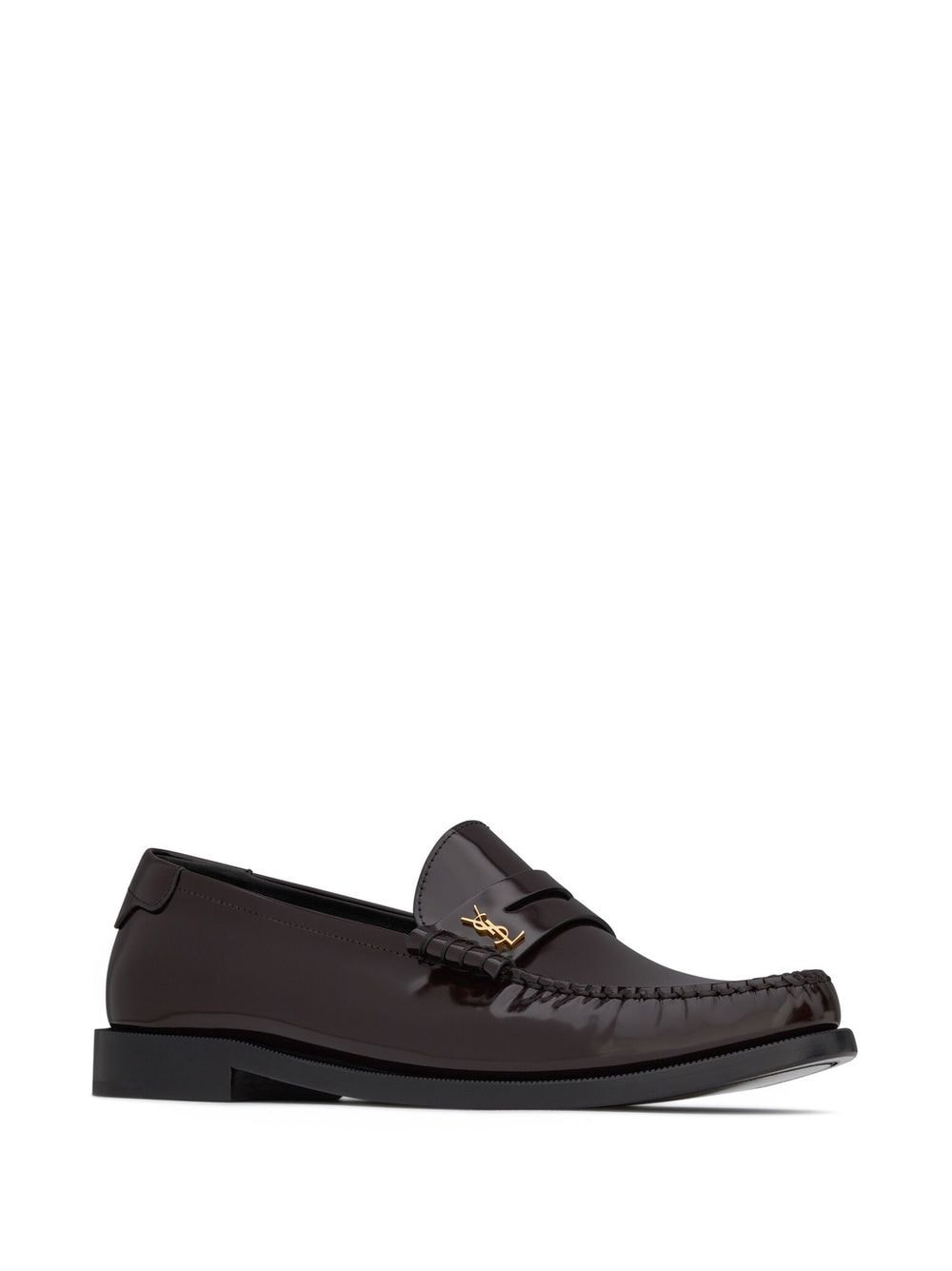 Shop Saint Laurent High-shine Leather Loafers In Rot