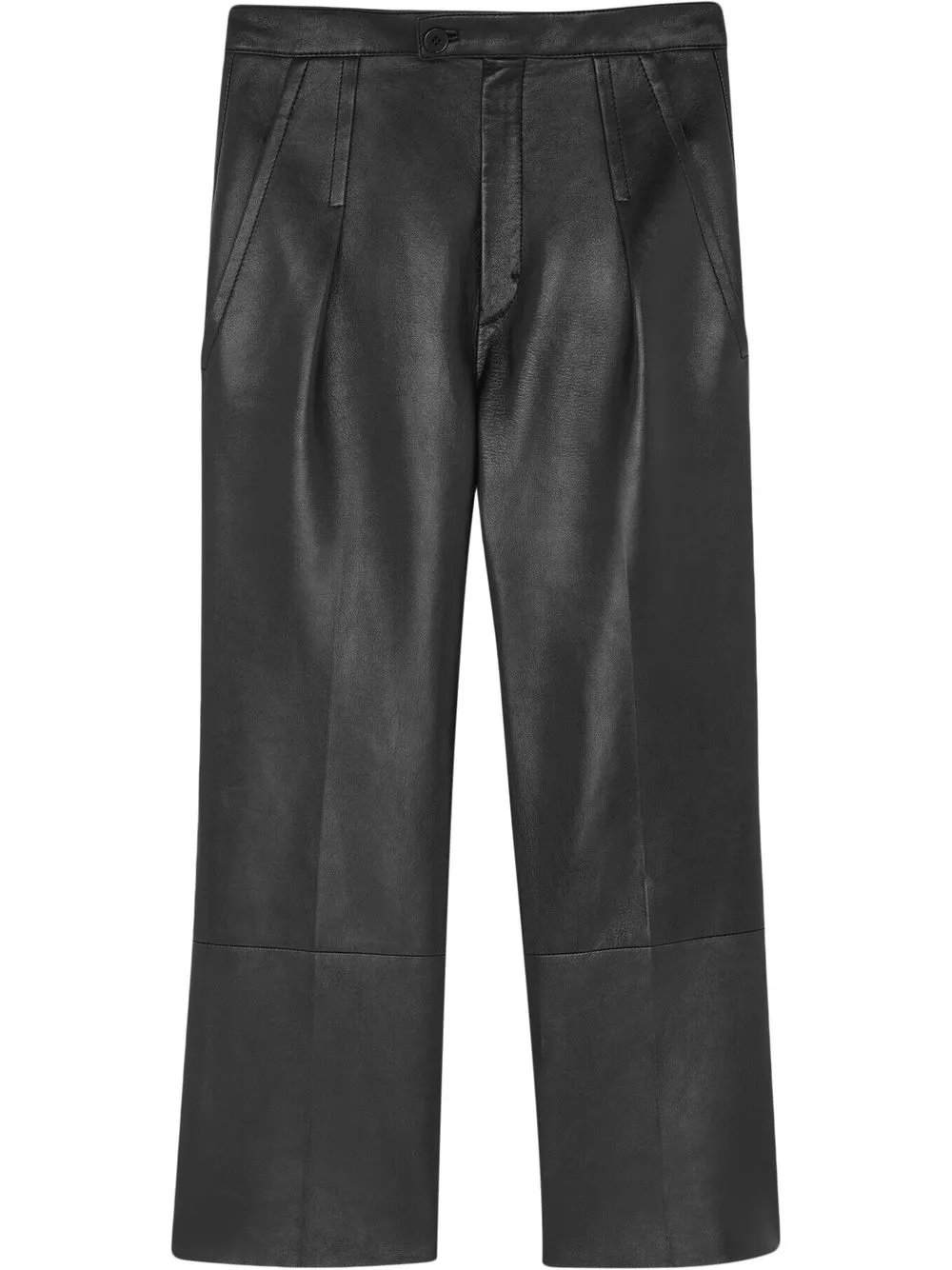 Saint Laurent pleat-detail leather trousers – Black