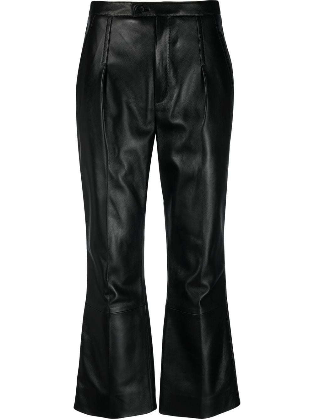pleat-detail leather trousers
