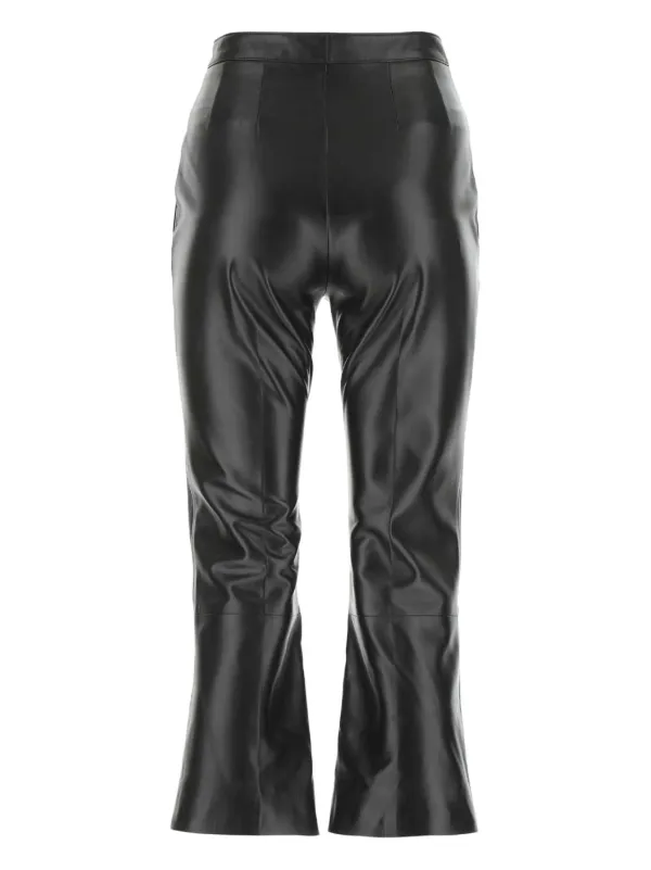 Saint Laurent pleat-detail Leather Trousers | Black | FARFETCH JO