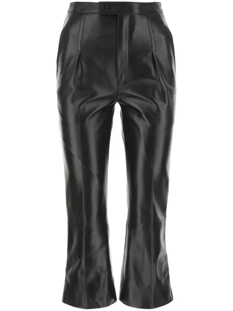 Saint Laurent بنطال جلد مزين بكسرات