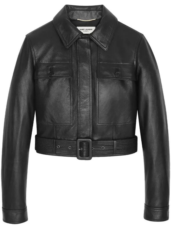 belted leather flight jacket