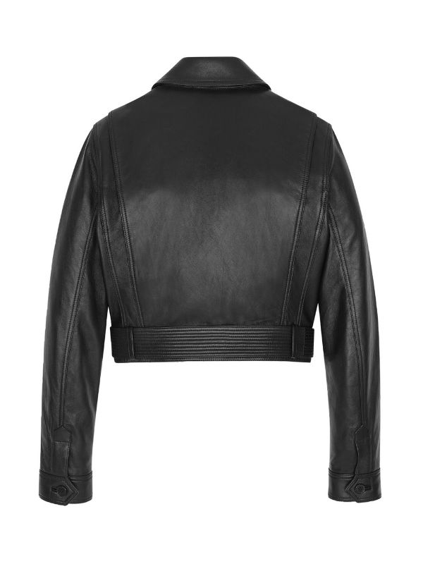 belted leather flight jacket