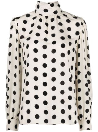 Saint Laurent all-over polka-dot Print Blouse - Farfetch