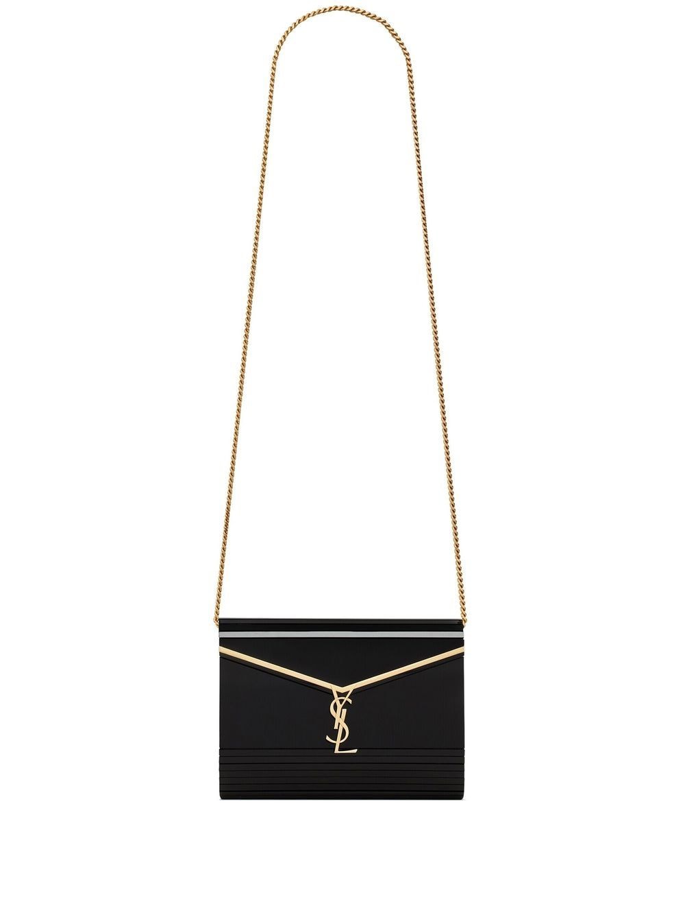 logo-plaque chain-link crossbody bag, Saint Laurent