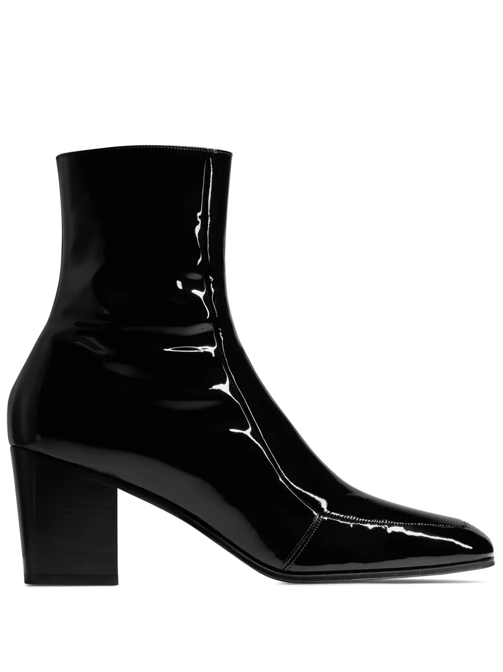 Saint Laurent Beau 75mm Patent-leather Boots In Black