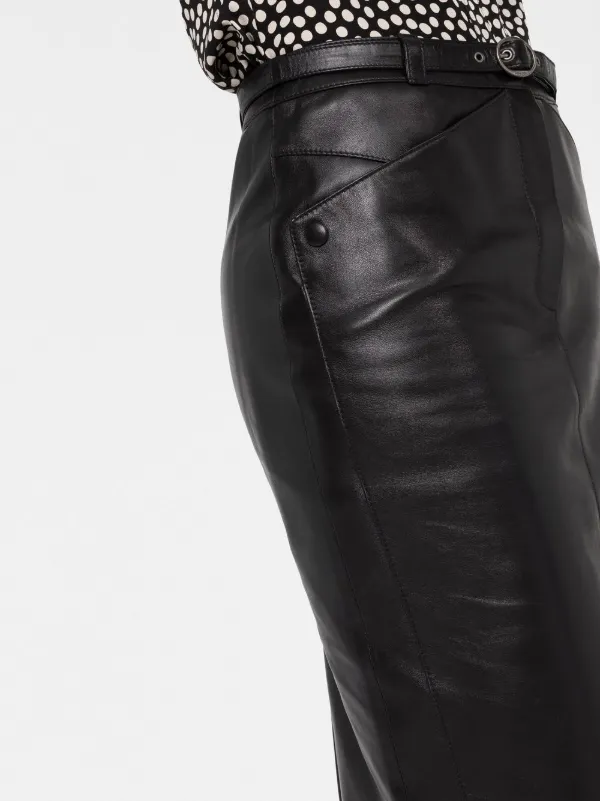 Saint Laurent サンローラン パネル レザースカート - Farfetch 