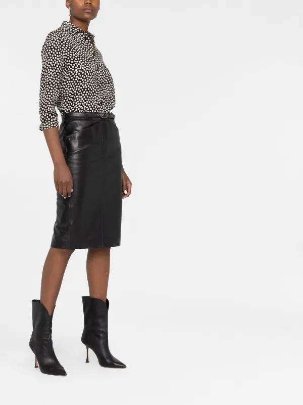 Saint Laurent サンローラン パネル レザースカート - Farfetch 