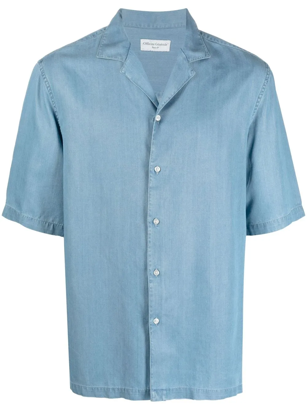 

Officine Generale camisa de mezclilla con cuello italiano - Azul