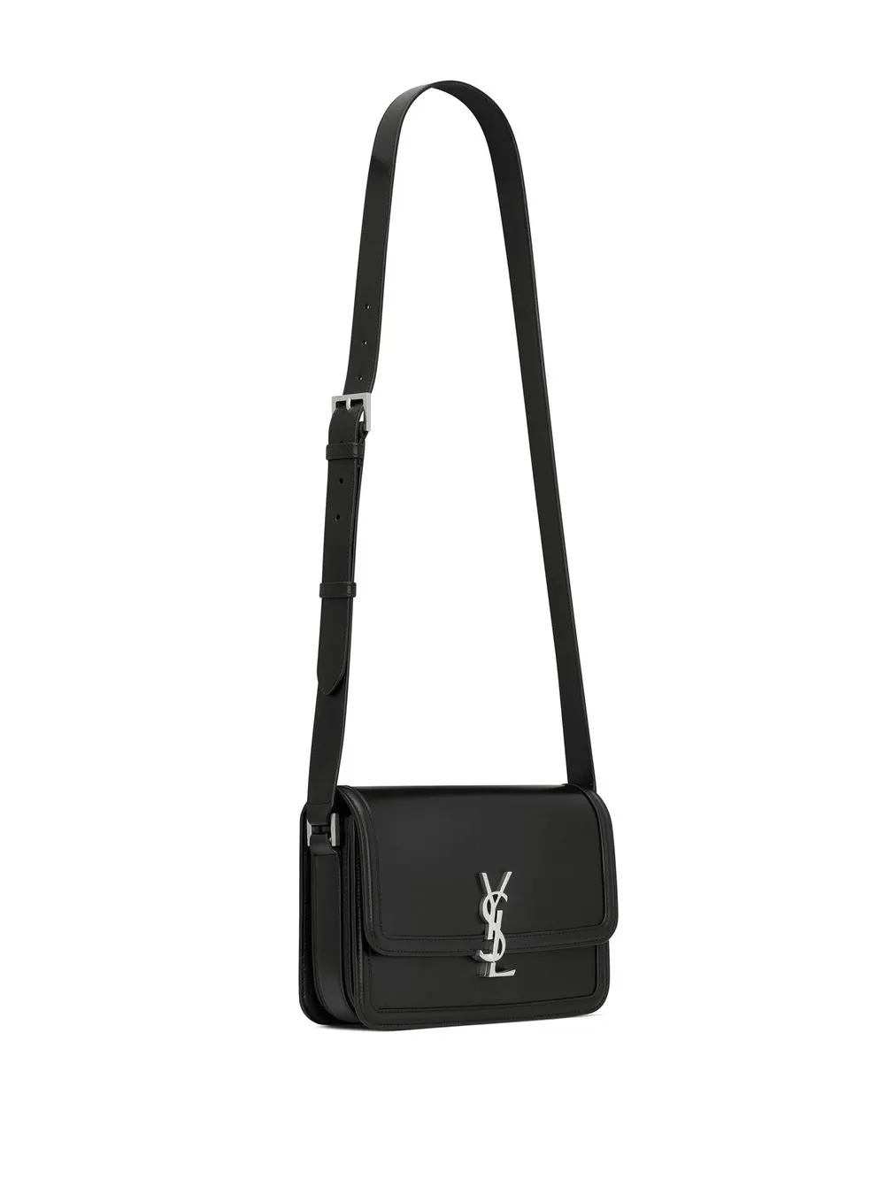 Saint Laurent Logo-clasp Satin And Leather Cross-body Bag in Black