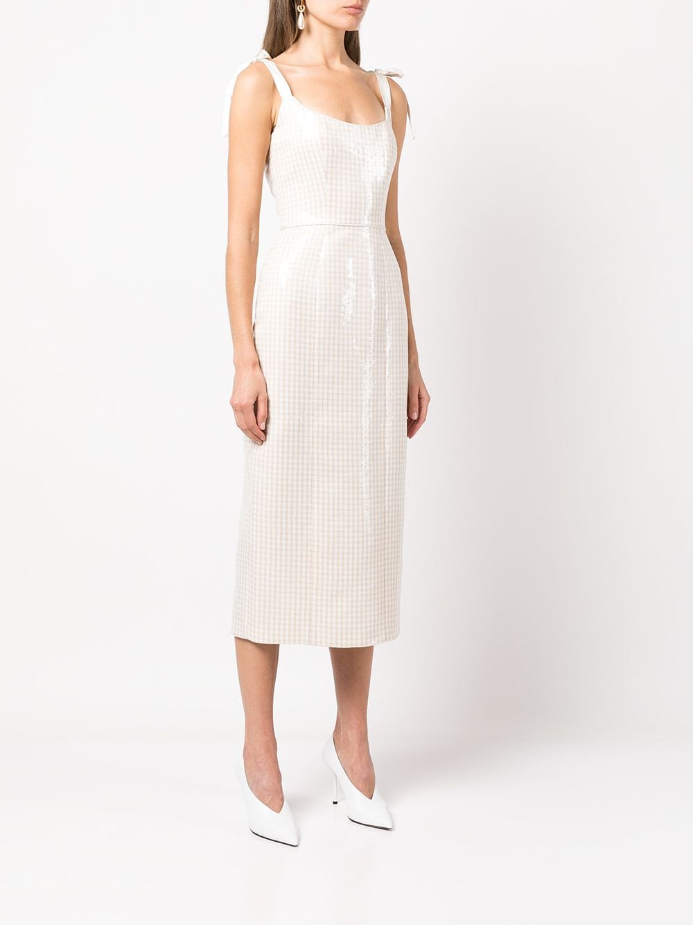 Shop Markarian Check-pattern Day Dress In White