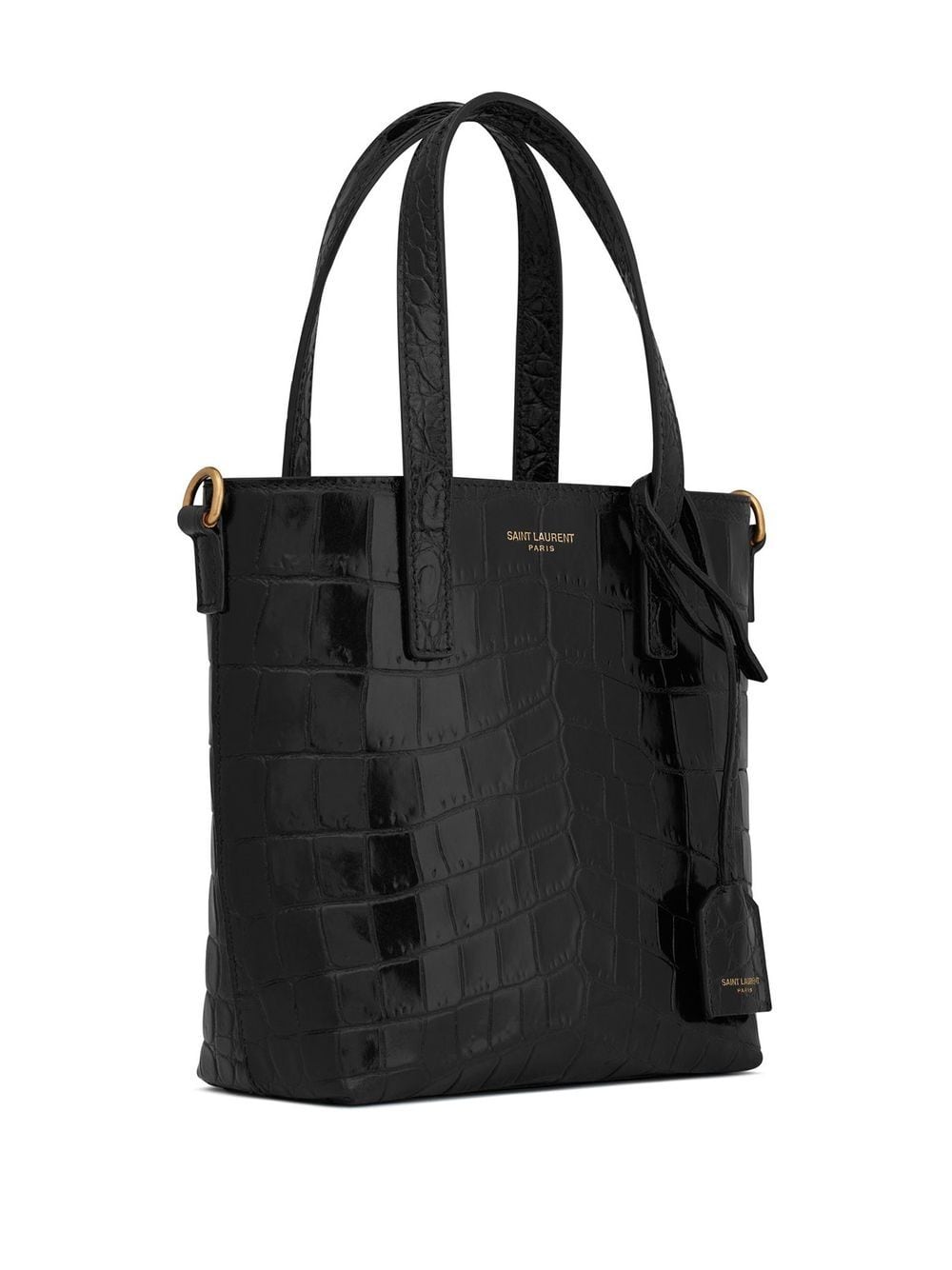 Saint Laurent Toy Micro Croc-Embossed Shopping Tote Bag