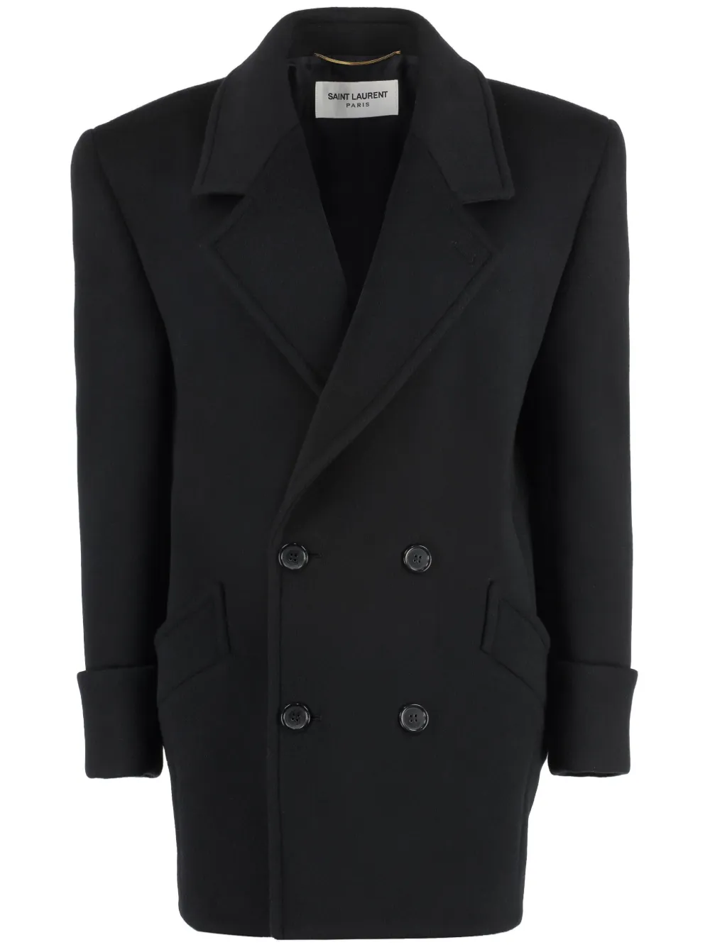 Saint Laurent Doppelreihiger Mantel - Schwarz