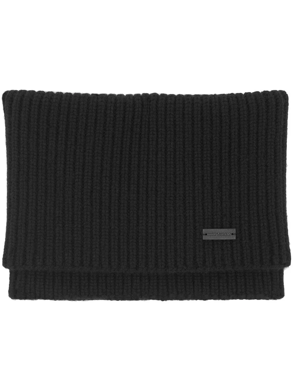 

Saint Laurent logo-patch cashmere scarf - Black