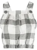 Lisa Marie Fernandez Blouson checked cropped top - White
