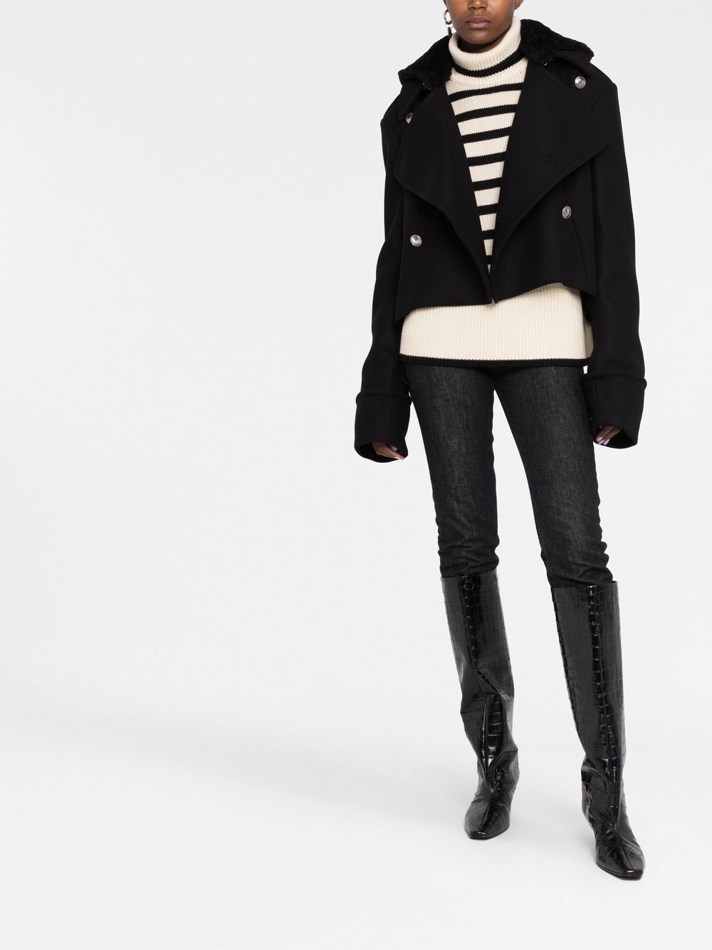 Saint Laurent detachable-hood military jacket - Black