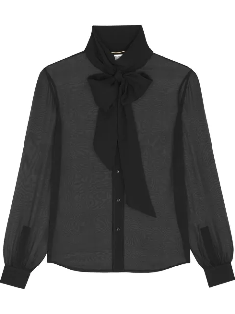 Saint Laurent lace-up silk blouse 