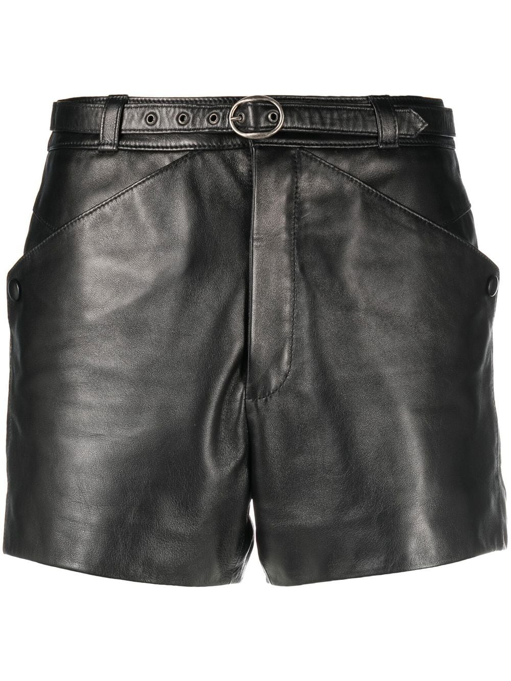 Saint Laurent high-waist Pleated Leather Shorts - Farfetch