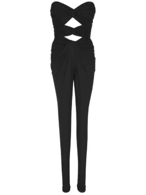 オールインワン・サロペット Saint Laurent Crepe Bustier Jumpsuit Saint Laurent Combinaison Sleeveless Belted Silk Chiffon