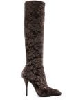 Saint Laurent Ella 110mm crushed-velvet boots - Brown