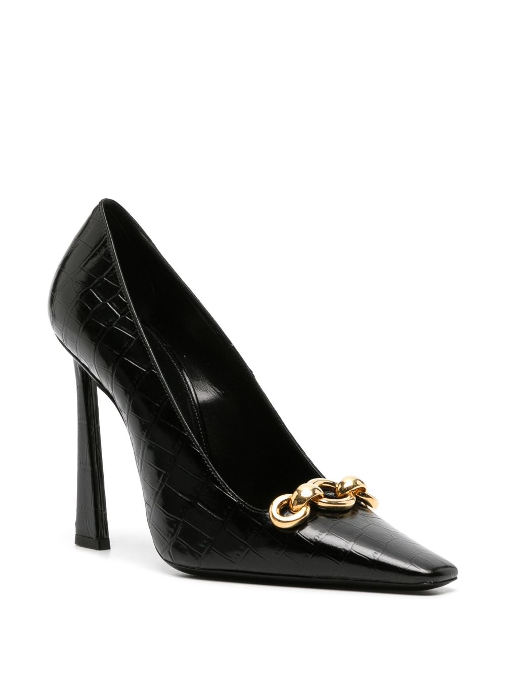 saintlaurent Saint Laurent Silvana 110mm pumps met ketting detail - Zwart