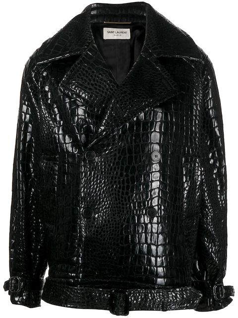 Saint Laurent double-breasted leather coat