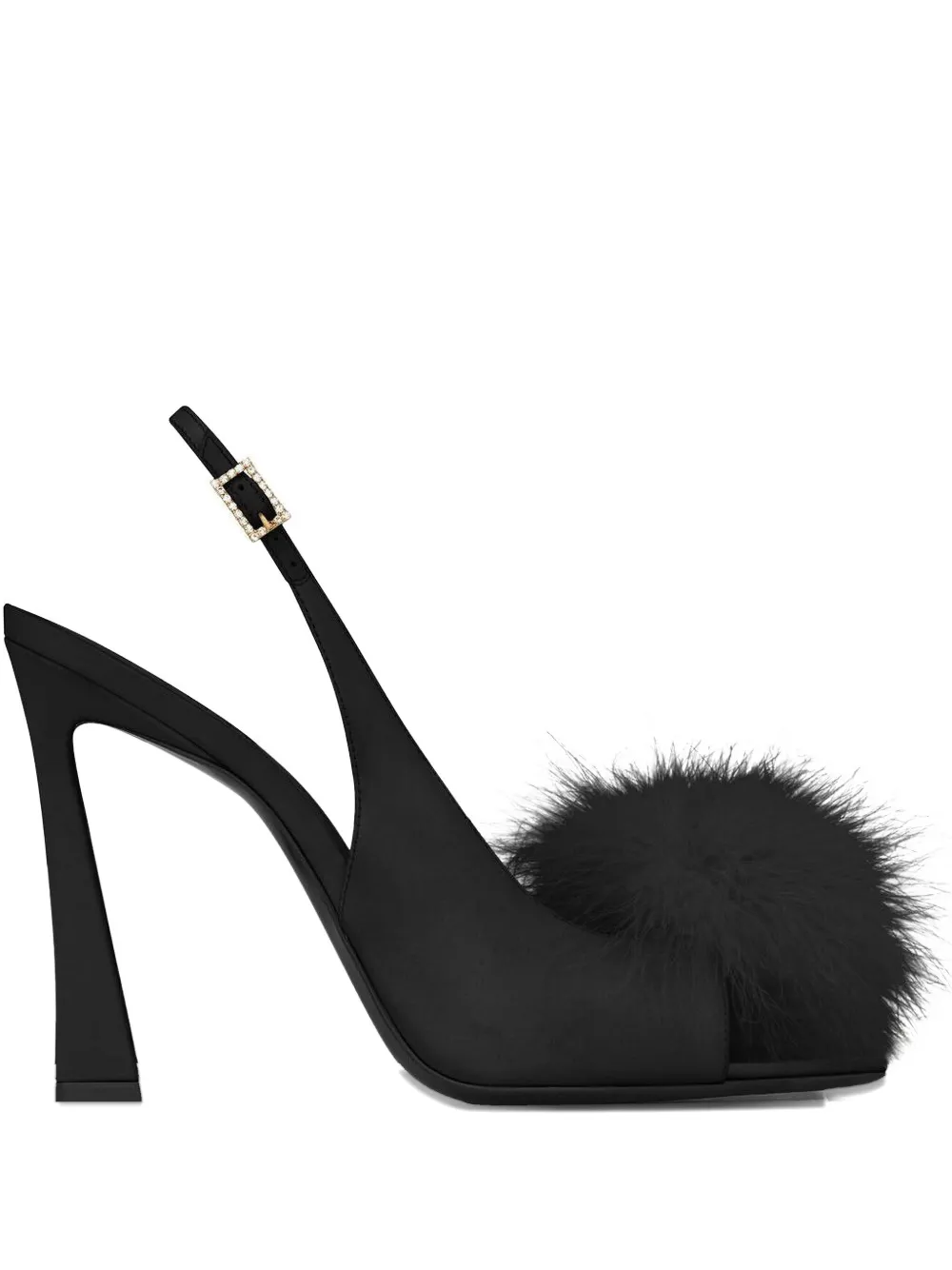 Saint Laurent 110mm faux-fur detail sandals | Black | Image 1