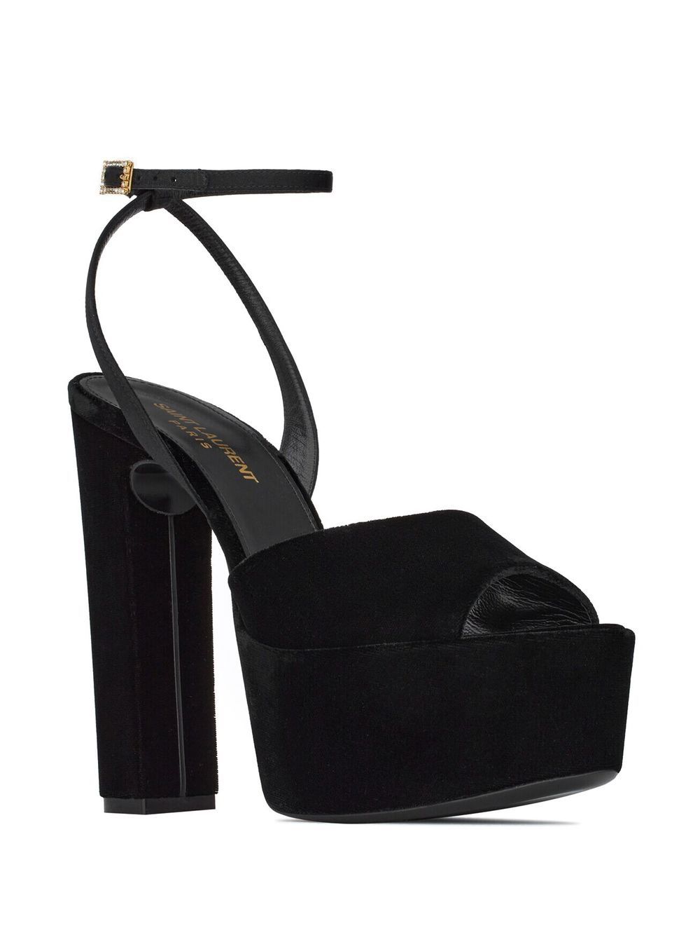 Shop Saint Laurent Jodie 95mm Velvet Sandals In Black