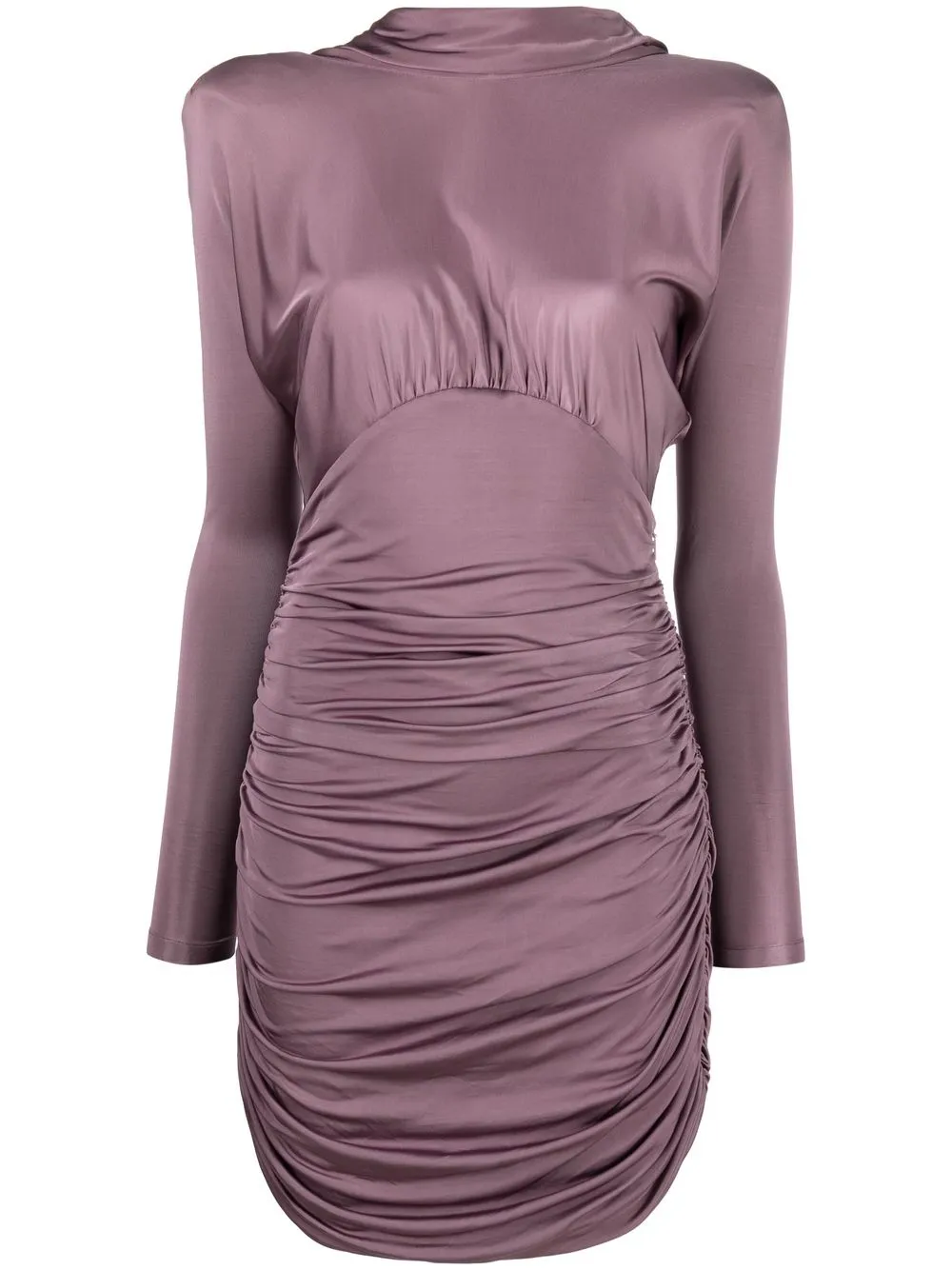 

Saint Laurent ruched draped-back mini dress - Purple