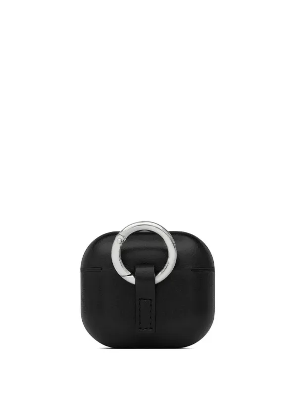 Prada AirPods Case Leather Black in Leather with Silver-tone - US