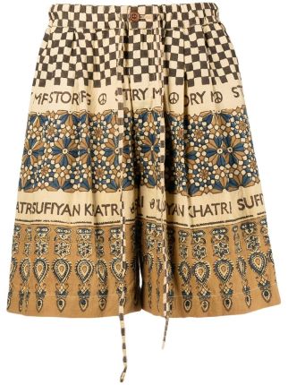 STORY mfg. Bridge block-print Bermuda Shorts - Farfetch