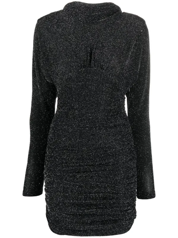 saint laurent glitter mini dress Saint Laurent glittery draped-back Mini Dress