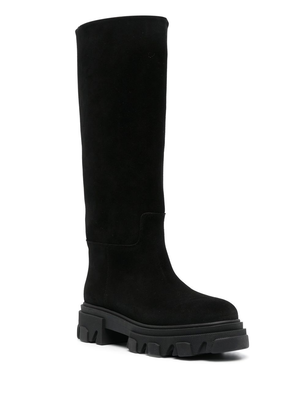 Shop Gia Borghini Perni Tubular Suede Knee-high Boots In Black