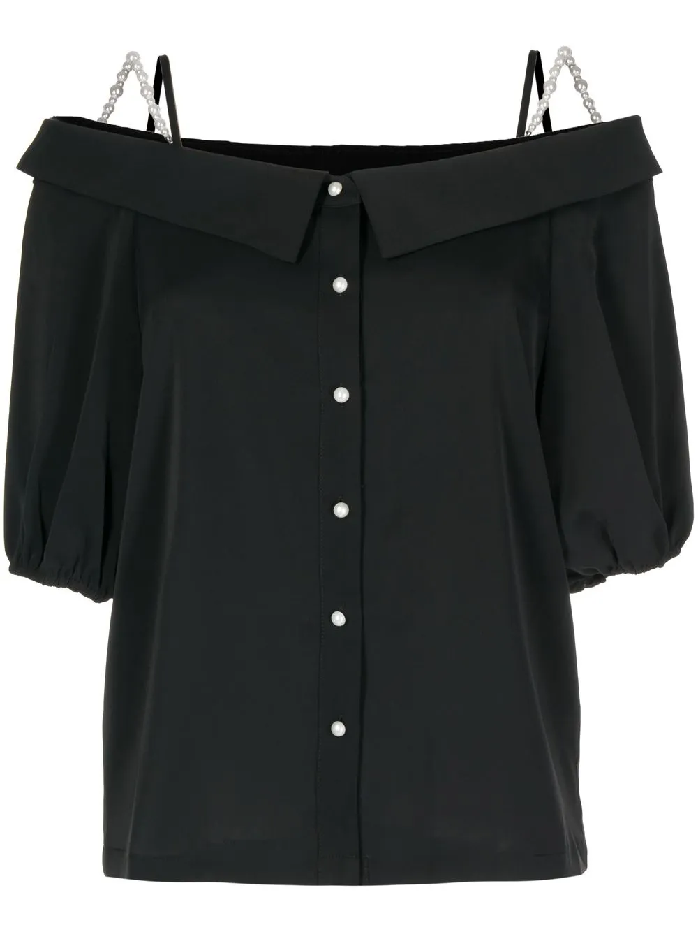 

b+ab blusa con tira de perlas artificiales - Negro