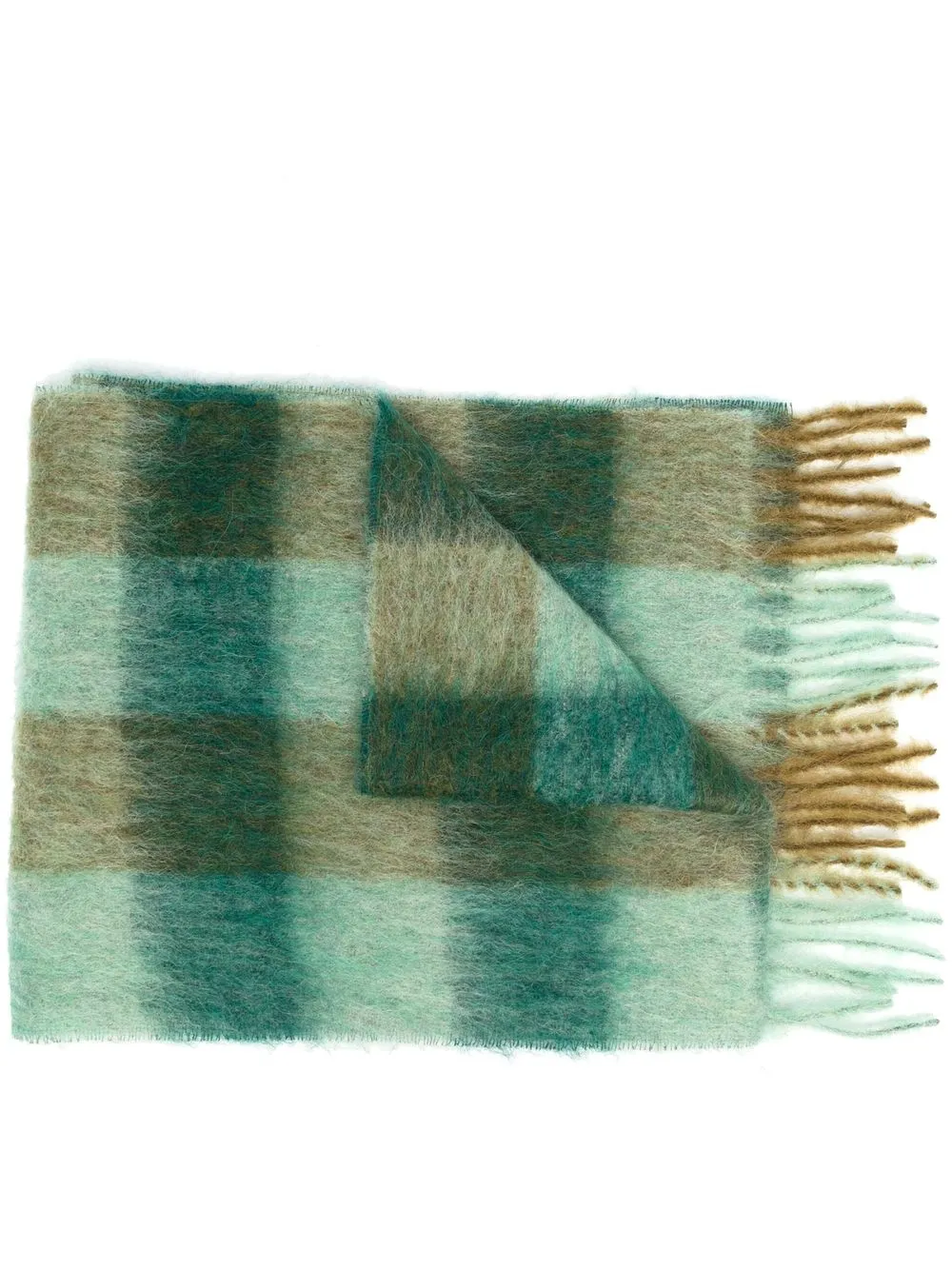 

PINKO tartan-check fringed-edge scarf - Green