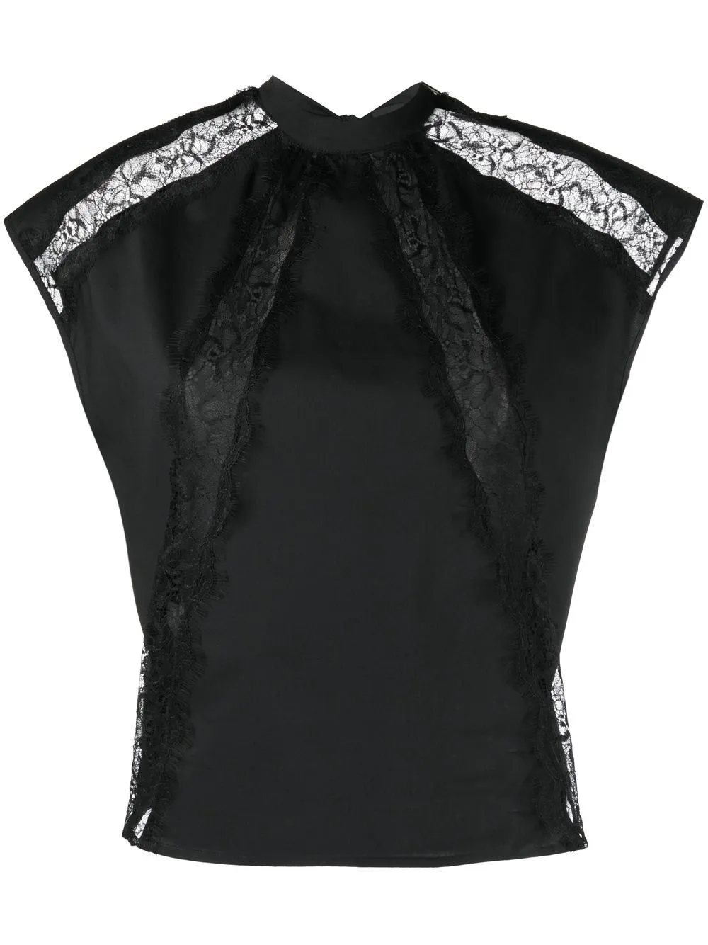 

PINKO blusa con ribete de encaje - Negro