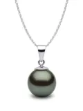 Yoko London 18kt white gold Classic 9mm Tahitian Pearl pendant necklace - Silver