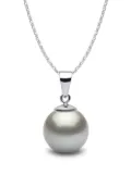 Yoko London 18kt white gold Classic 9mm grey Tahitian Pearl pendant necklace - Silver