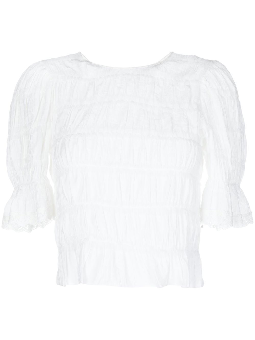 b+ab ruched short-sleeve blouse - White