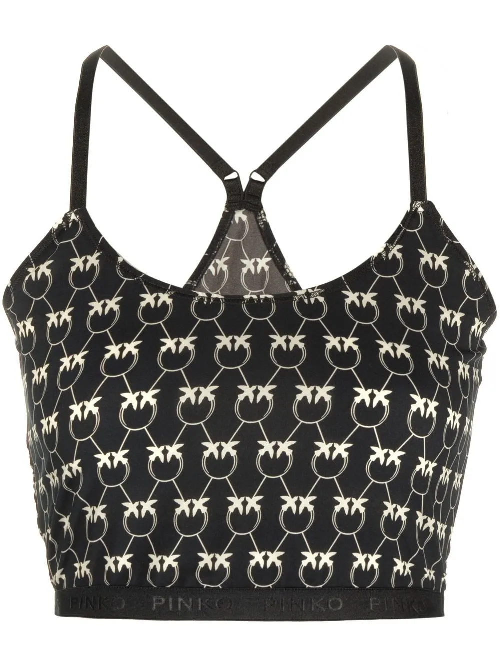 

PINKO top corto con logo estampado - Negro