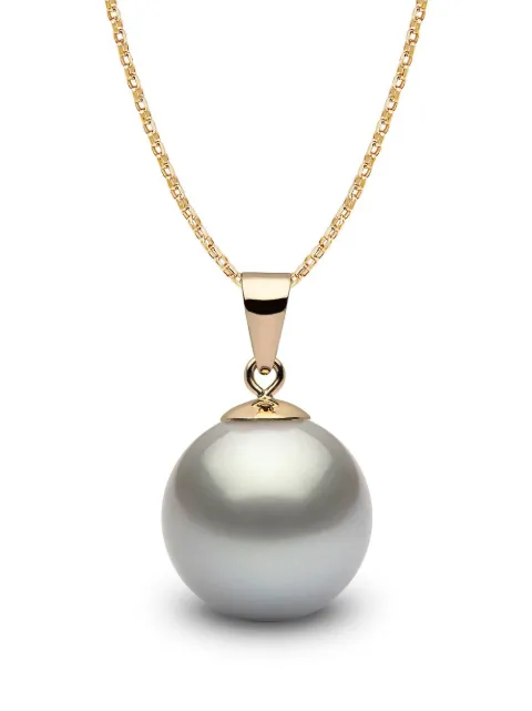 Yoko London 18kt yellow gold Classic 11mm grey Tahitian pearl pendant necklace