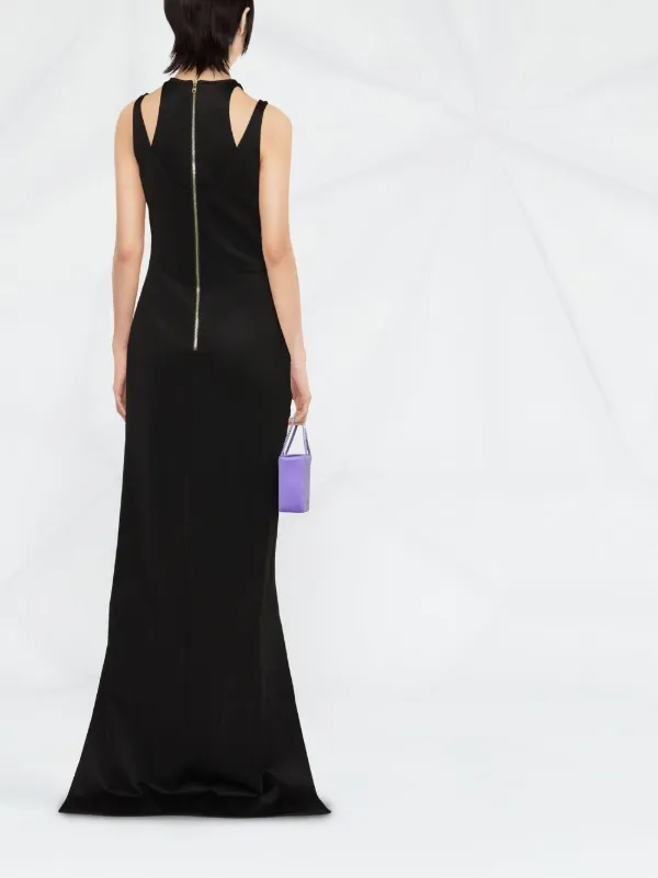 Balmain Sleeveless Layered Long Dress | Black | FARFETCH