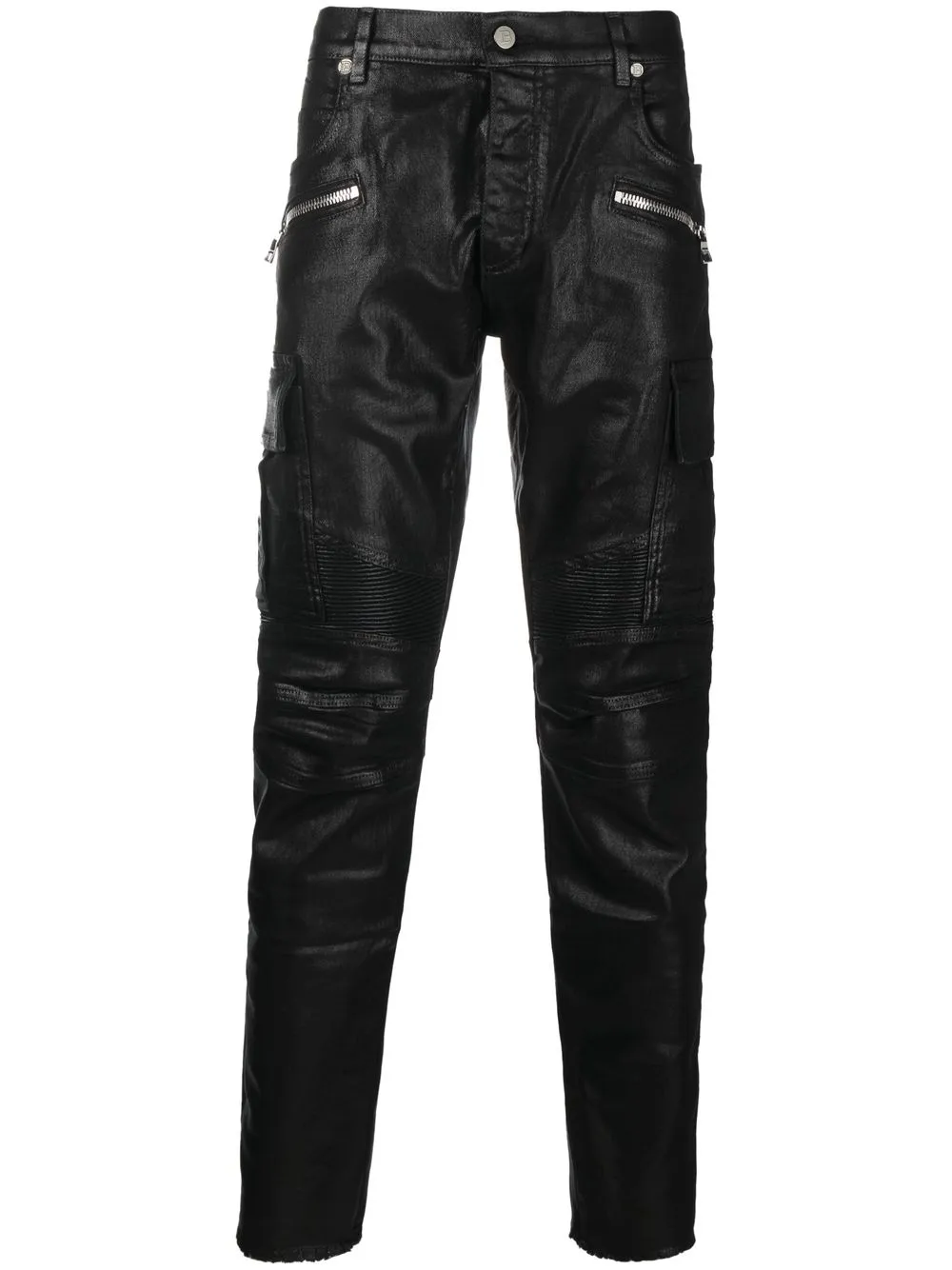 

Balmain zip-detail polished-finish trousers - Black