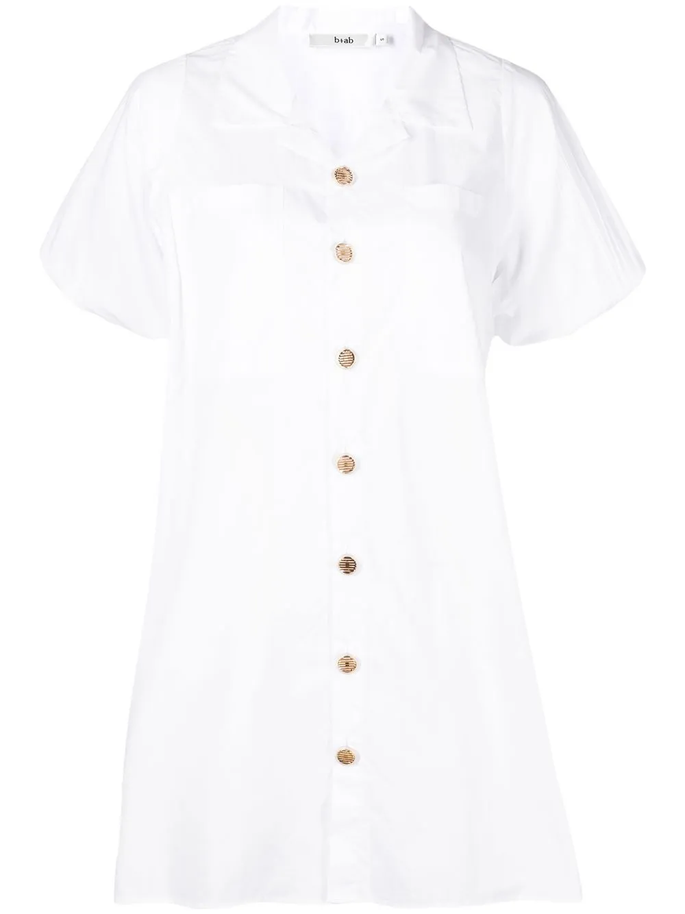 

b+ab vestido camisero corto con mangas farol - Blanco