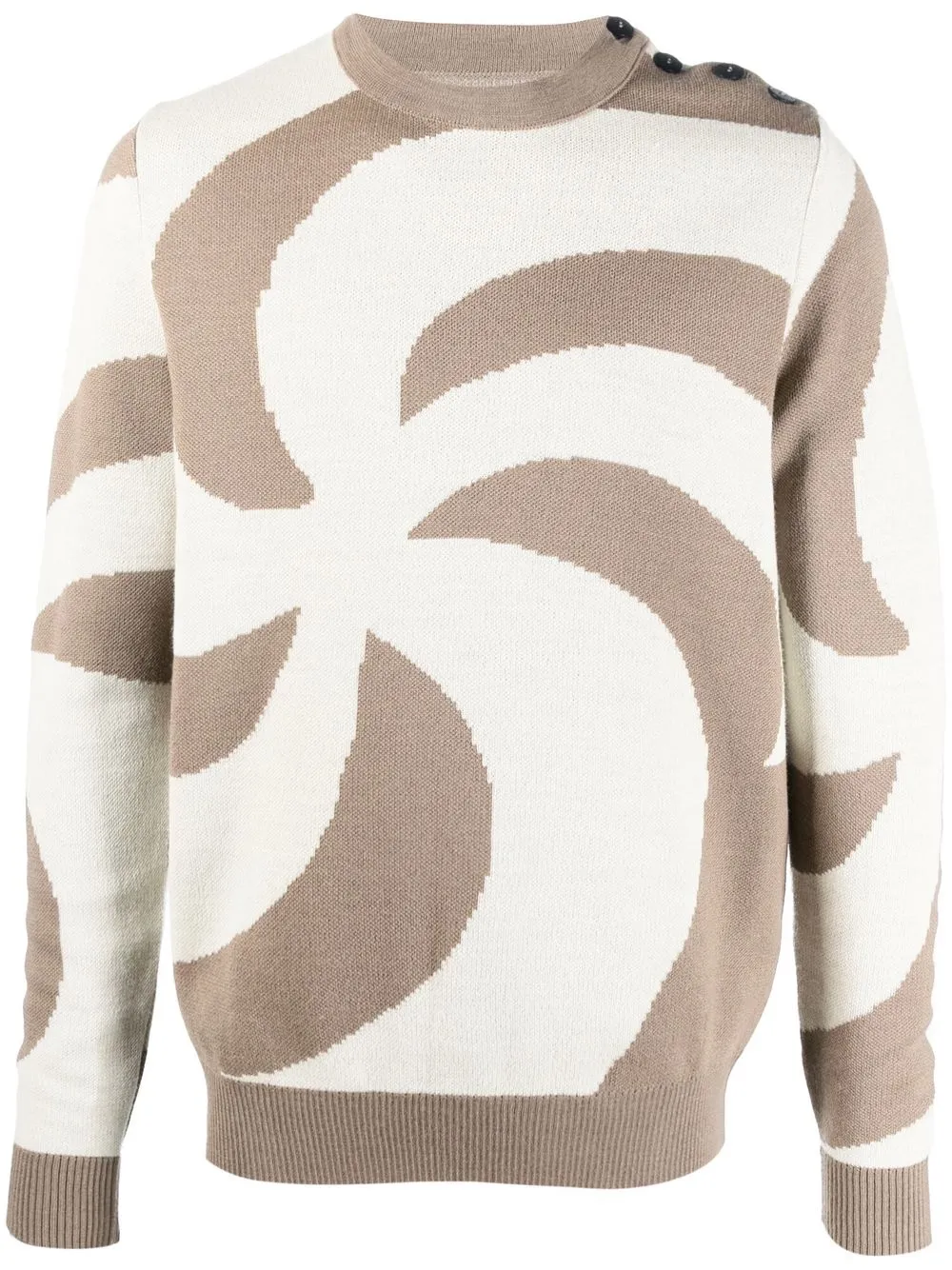 

Soulland spiral-pattern crew neck jumper - Neutrals