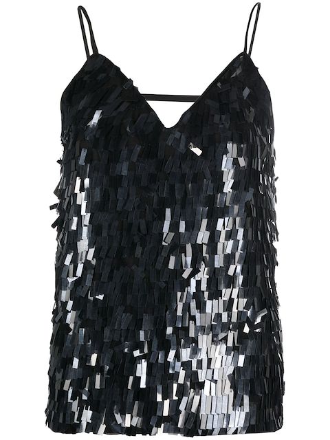 PINKO sequin-embellished V-neck top