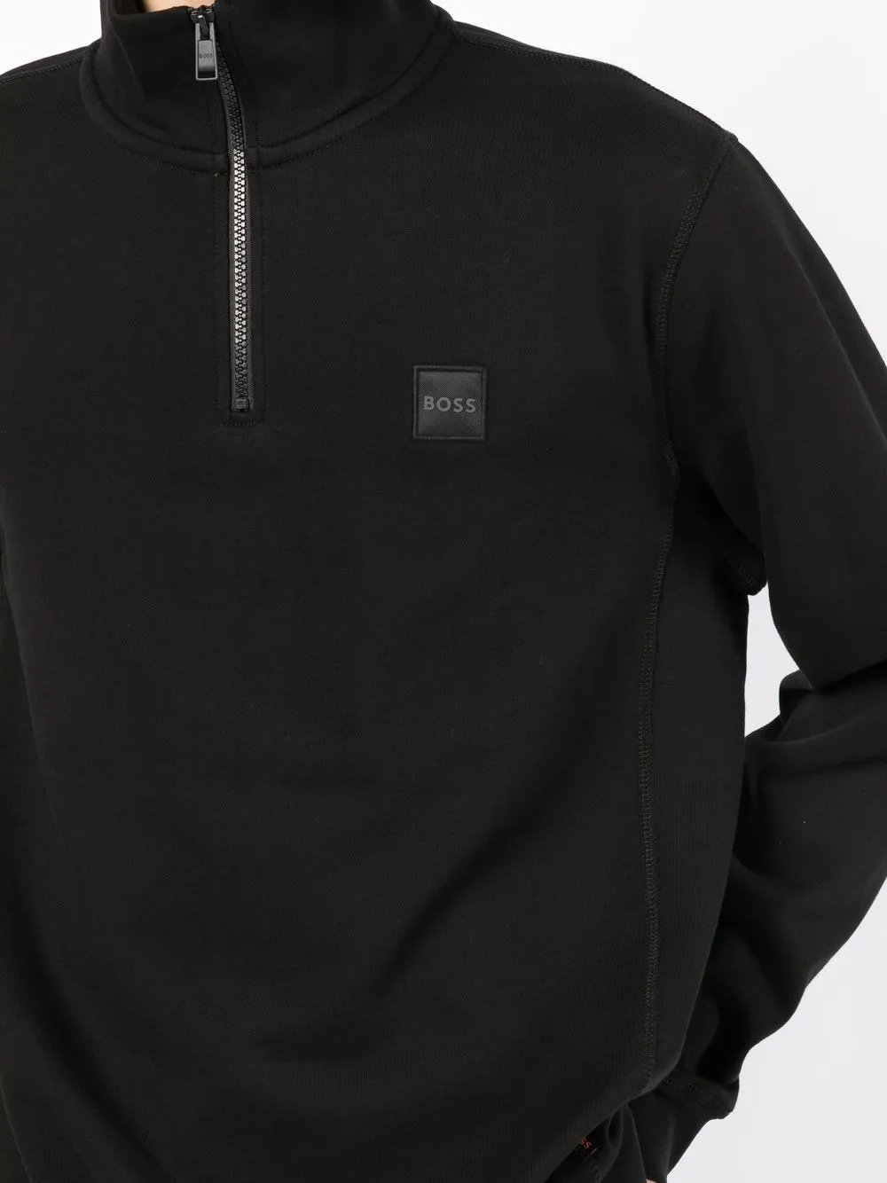 ☆関税込☆【BOSS】ジップアップ スウェットシャツ BOSS - ストレッチコットン ジップアップ スウェットシャツ ロゴ